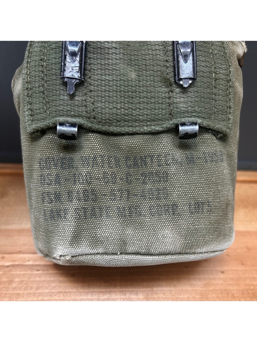Vintage 1958 U.S. Military Canvas Army Canteen with Cover & Metal Clips - Picture 3 of 10